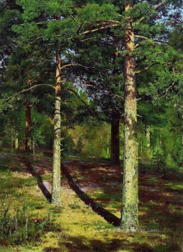 landscape Painting - the sun lit pines 1886 classical landscape Ivan Ivanovich trees